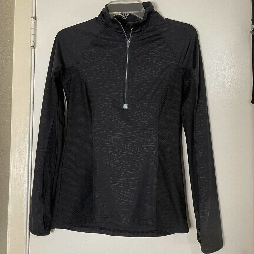 Athleta Half zip Black running mesh panel long sleeve pullover size XS